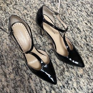 Adrienne Vitadini  Black Patent Leather Strap Heels